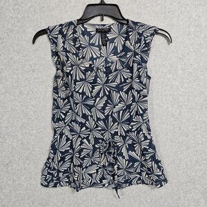 Banana Republic Blouse Silk Blend Size XS Blue Womens Sleeveless Top